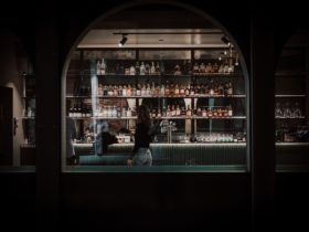 Night street view of Corella Bar
