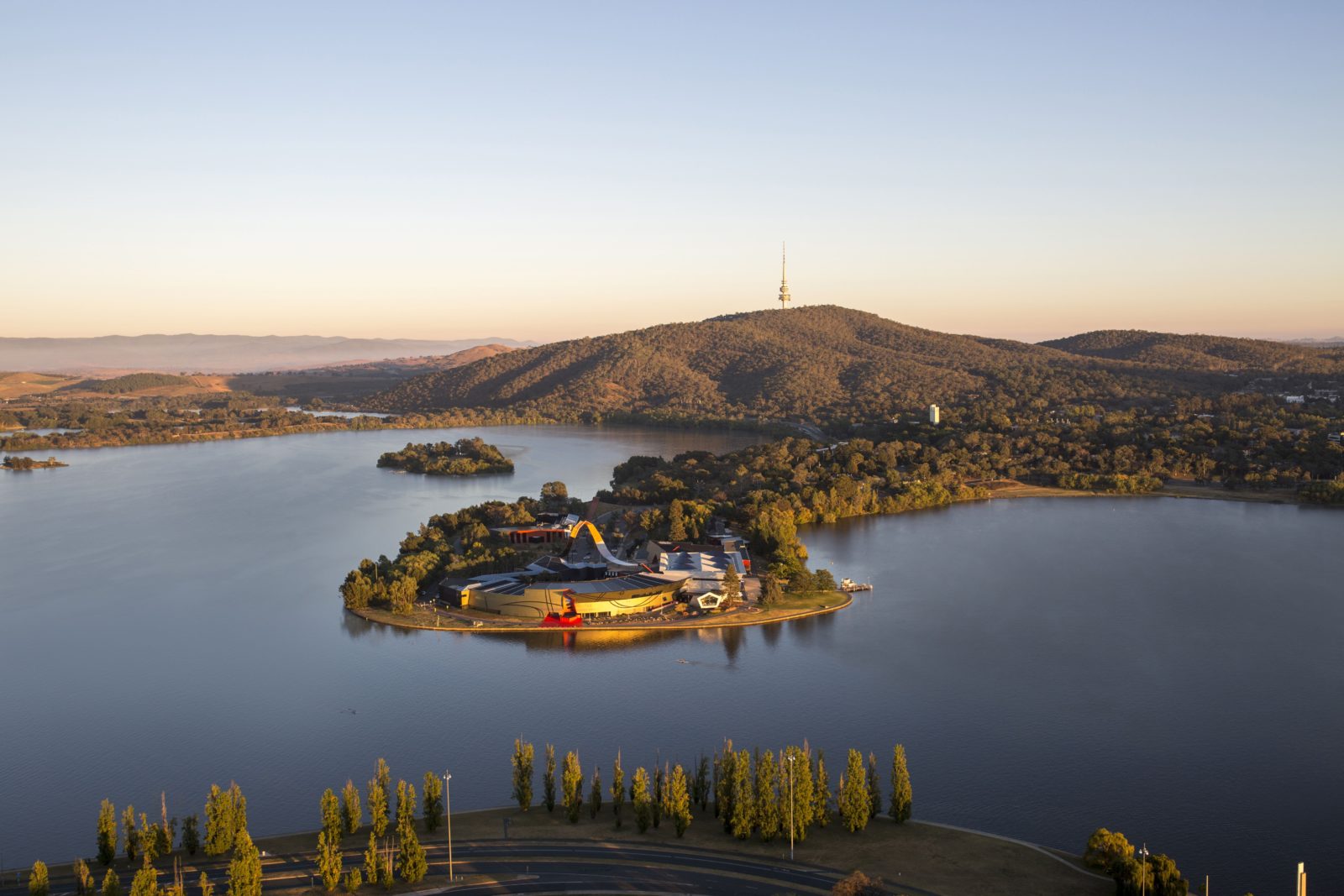 An aerial view of the National Museum of Australia, Canberra.