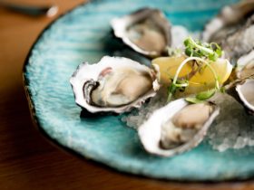 Freshly split Tasmanian Pacific Oysters at Pearl + Co